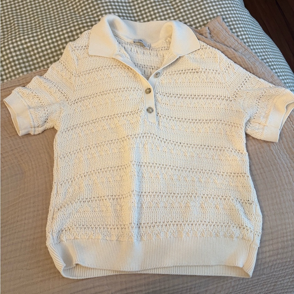 Cream Knit Polo Shirt